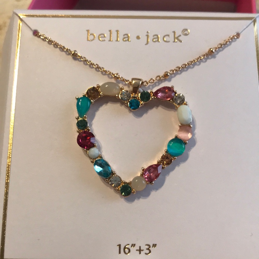 NWT BELLA • JACK MULTI Crystal Heart Necklace